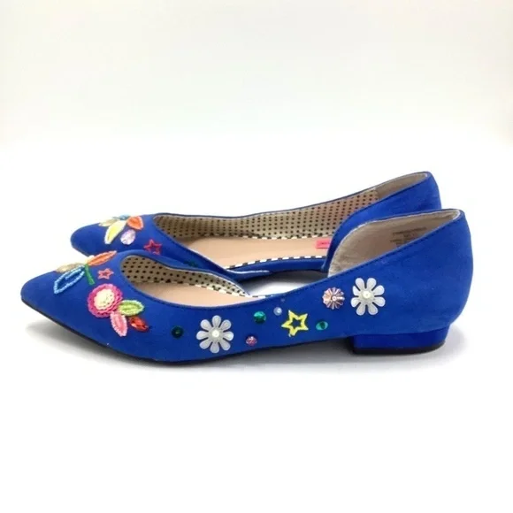 Betsey Johnson  Cypress Blue Beaded‎ Embellished Flats Size 6.5 - Picture 11 of 16